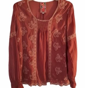 JOHNNY WAS Longsleeved Pullover Blouse Small